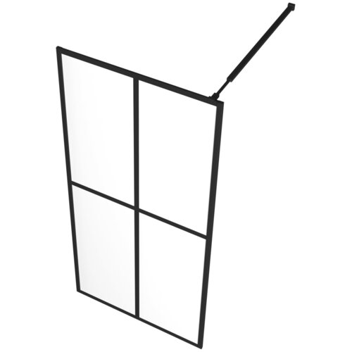 Pregrada za tu&amp;scaron; s policom crna 80 x 195 cm s mutnim staklom ESG Slike