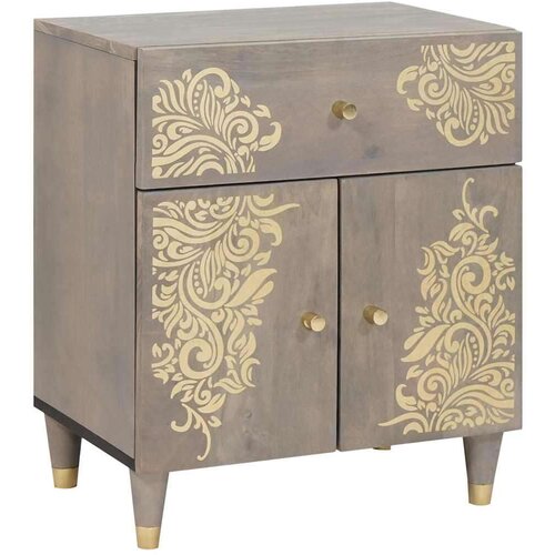 VidaXL Noćni ormar s ladicama Siva 50 x 33 x 60 cm masivno drvo manga Slike