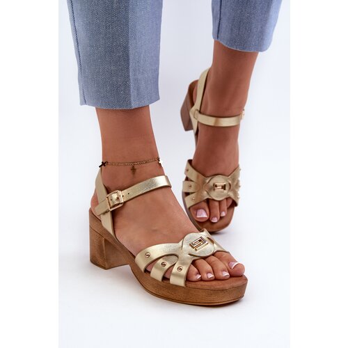 Kesi Women's high-heeled sandals made of eco leather, gold Assames Cene