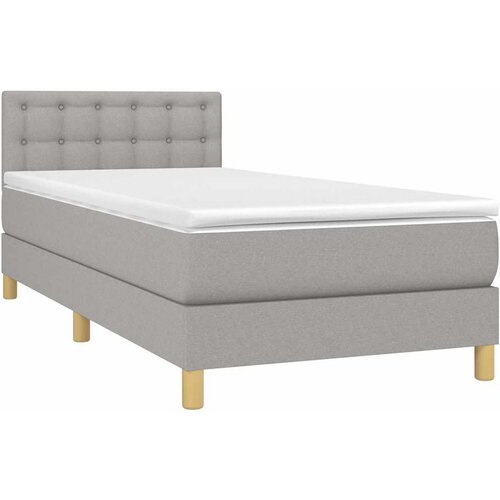  box spring s madracem LED svjetlosivi 90x190 cm tkanina Slike