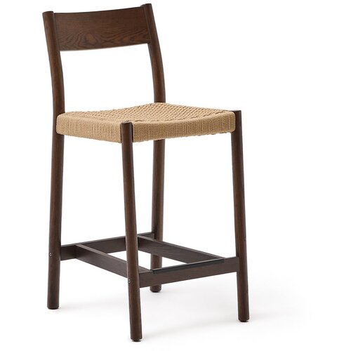 Kave Home Smeđa/u prirodnoj boji barska stolica od punog hrasta (visine sjedala 65 cm) Yalia &amp;ndash; Slike