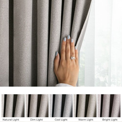 Restilo CORITA curtain, beige, plain, classic‑modern style, multi‑functional tape, material: structural fabric with blackout effect, 140 x 245 cm Slike