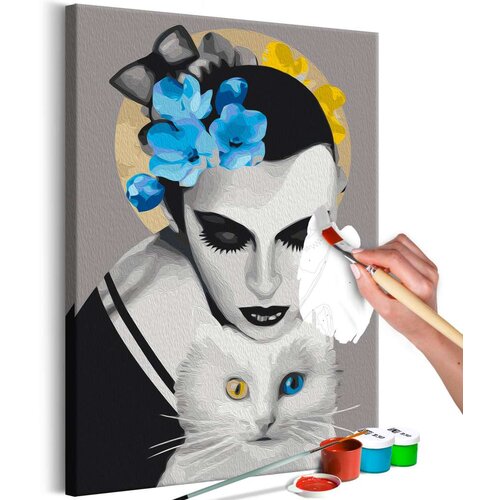  Slika za samostalno slikanje - Lady With Cat 40x60 Slike
