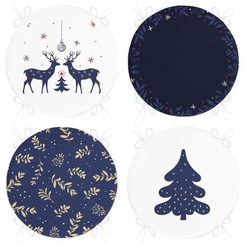 Mila Home Jastuci za sjedenje u setu 4 kom s božićnim motivom &amp;oslash; 40 cm Blue Christmas &amp;ndash; Slike