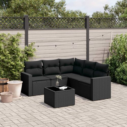 vidaXL 6-dijelni set vrtnih sofa s jastucima crni od poliratana Cijene
