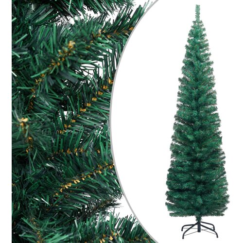 vidaXL Ozka umetna novoletna jelka s stojalom zelena 180 cm PVC, (20579806) Cene