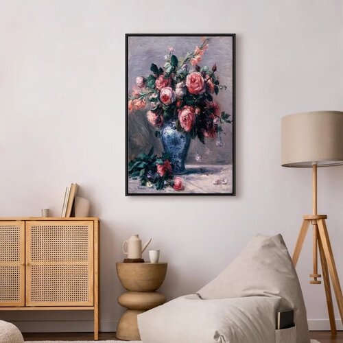  Slika - Pierre-Auguste Renoir &amp;ndash; Vase of Roses 60x90 U crnom drvenom okviru Slike