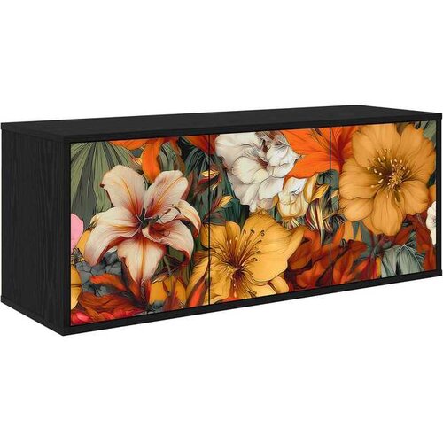 vidaXL TV ormar za montažu na zid GENNEP 102 x 33 x 40 cm Crni hrast - Crni hrast Print ljiljana Cene