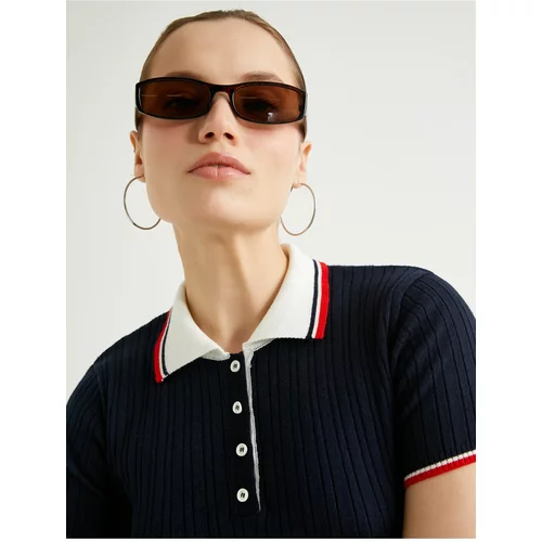 Koton Polo Neck Sweater Buttoned Short Sleeve Ribbon Detailed