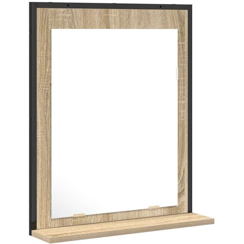  Ogledalo za kupaonicu s policom Sonoma hrast 50x12x60 cm Konstruirano drvo Slike