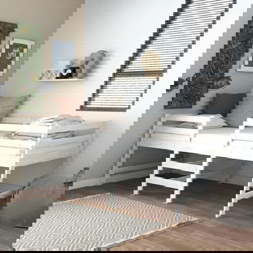 VidaXL Posteljni okvir bel 90x200 cm trdna borovina Slike