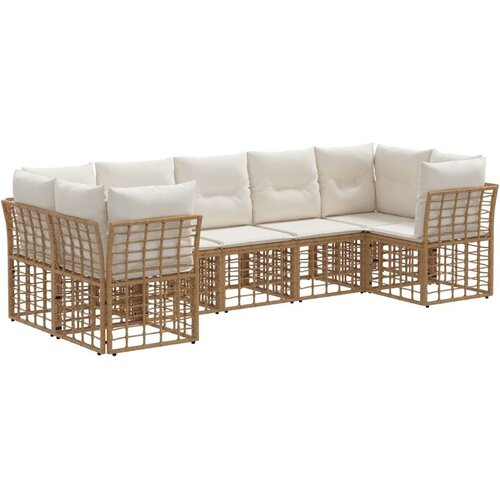  Set vanjskih sofa 7 pcs Prirodna i krema bijela Poliester - Prirodna i kremasto bijela Cijene