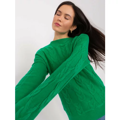 Fashion Hunters Green sweater with cables, loose fit