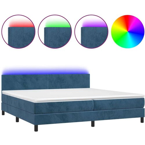  Box spring s madracem LED tamnoplavi 200x200 cm bar&amp;scaron;un Slike
