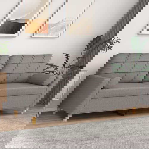 VidaXL Kavč dvosed z blazinami taupe 140 cm blago Slike