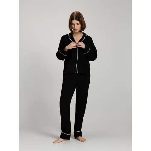 Reserved - Komplet dvodijelne pidžame od viskoze - crno