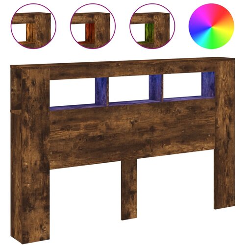 Maison Chic led posteljno vzglavje - vzglavna omarica - nočna omarica dimljen hrast 160x18,5x103,5 cm inž. les, (21712876) Cene