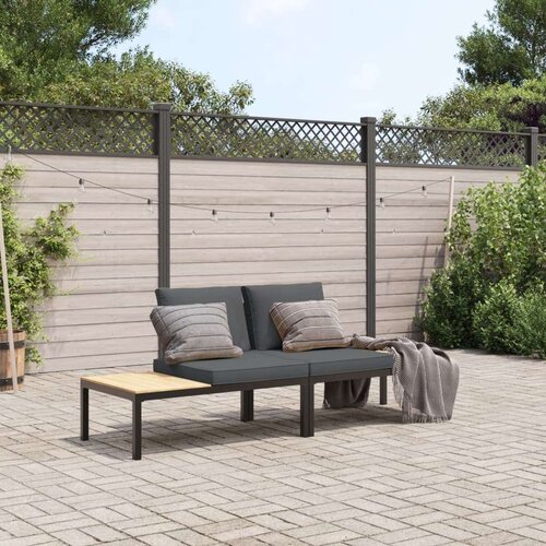  2-dijelni set vrtnih sofa s jastucima crni aluminijski Cene