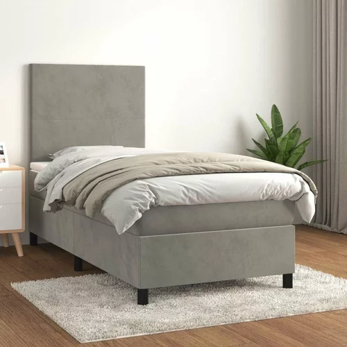 Box spring postelja z vzmetnico svetlo siva 80x200 cm žamet, (20790042)