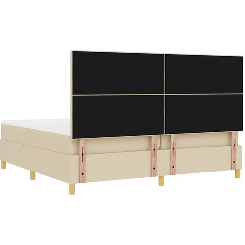  LED Box Spring Krevet s uzglavljem Krema 200 x 200 cm tkanina Slike