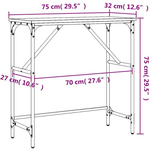  Konzolni stol boja hrasta 75 x 32 x 75 cm konstruirano drvo Slike