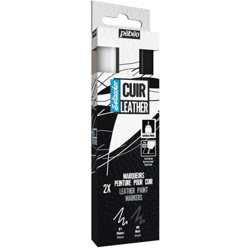  Markeri za kožu Pebeo Setacolor - set bijeli i crni 2 kom (set markera) KORIŠTENO Cene