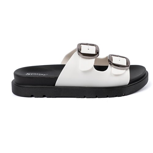 SEASTAR White flip-flops with silver buckles Slike