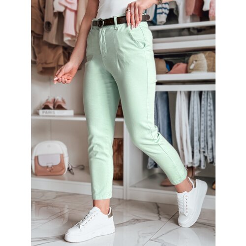 DStreet Spodnie damskie slim fit z paskiem TAIRONIK miętowe Cene