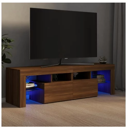  TV omarica z LED lučkami rjav hrast 140x36,5x40 cm