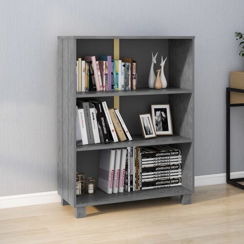 The Living Store Knjižna omara HAMAR temno siva 85x35x112 cm trdna borovina - Knjižna Omara, (21437145) Slike