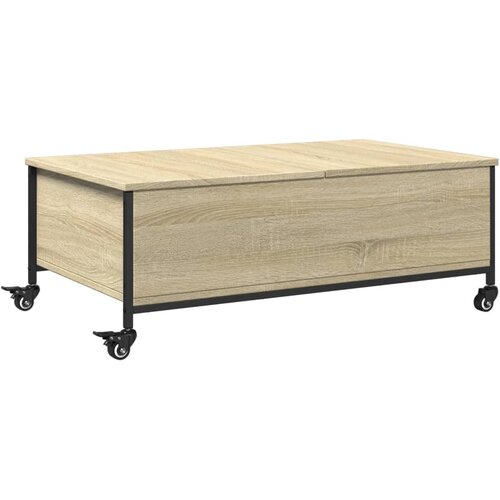 Maison Chic Klubska mizica - kavna mizica - Nizka mizica s kolesci sonoma hrast 91x55x34cm inženirski les, (21753399) Cene