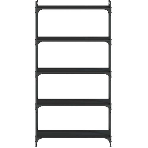  Regal za knjige s 5 razina crni 80x30x154 cm konstruirano drvo Slike