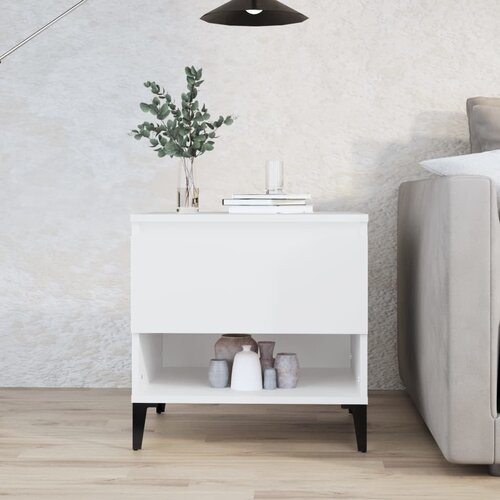 The Living Store Stranska mizica bela 50x46x50 cm inženirski les - Stranska Mizica, (21437521) Slike