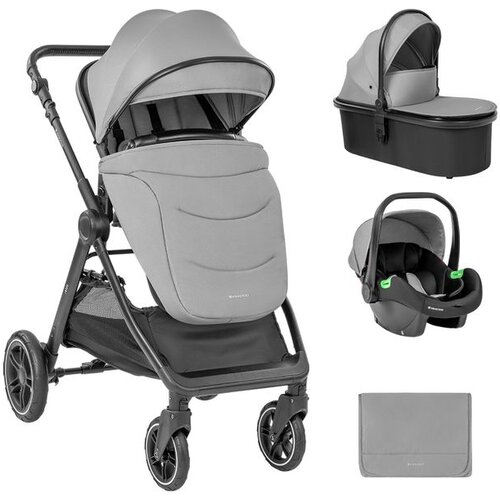 Kikka Boo kolica ava 3in1 set sa i-size auto sedi&amp;scaron;tem i tvrdom korpom grey Slike