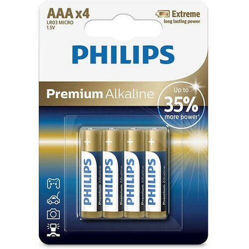 Philips 1x4 Premium Alkaline AAA Batterie - baterije Slike