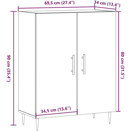 VidaXL Komoda boja starog drva 69,5x34x90 cm konstruiranog drva Slike