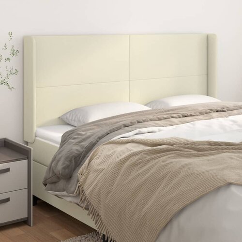  Uzglavlje s u&scaron;ima krem 203x16x118/128 cm od umjetne kože Cijene