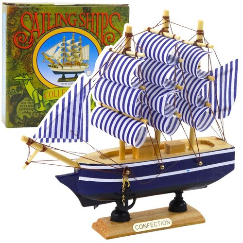  Kolekcionarski model ukrasnog jedrenjaka bijelo-plave boje 16x15cm Slike