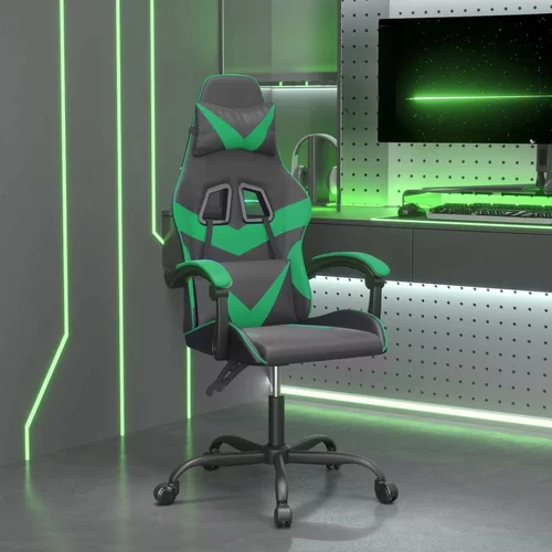  Vrtljiv gaming stol črno in zeleno umetno usnje, (20699169)