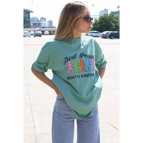 Madmext T-Shirt - Turquoise - Oversize Slike