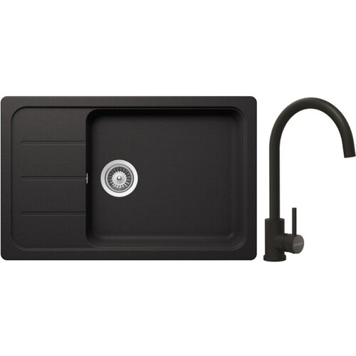 Schock set pomivalno korito Formhaus D-100LS, armatura Prima, 533127S Black Cene