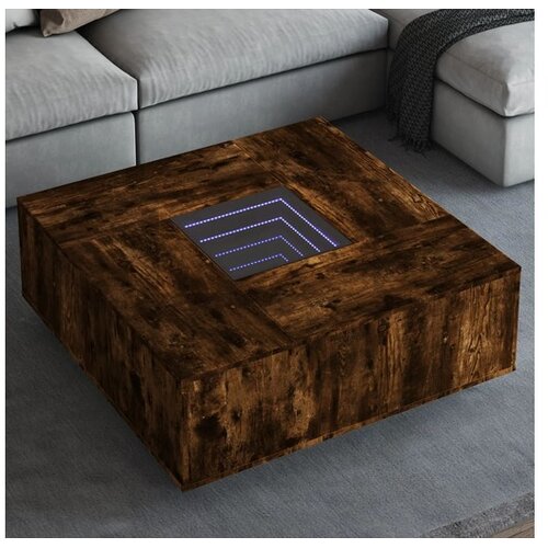 vidaXL Stolić s beskonačnim LED svjetlima boja hrasta 100x100x40 cm - Dimljeni hrast 100 x 100 x 40 cm Cijene