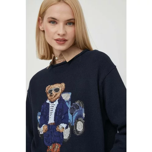 Polo Ralph Lauren Bombažen pulover mornarsko modra barva