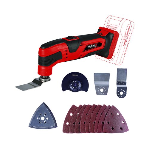 Einhell Akumulatorsko večnamensko orodje TE-MG 18-Li Solo (18 V, brez baterije, oscilacijski kot: 3,2&amp;deg;, 11.000&amp;ndash;20.000 vrt./min) Slike