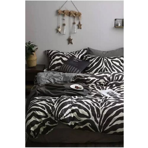 Mila Home Črno-bela bombažna podaljšana posteljnina za zakonsko posteljo z rjuho 200x220 cm - Mila Home Cene