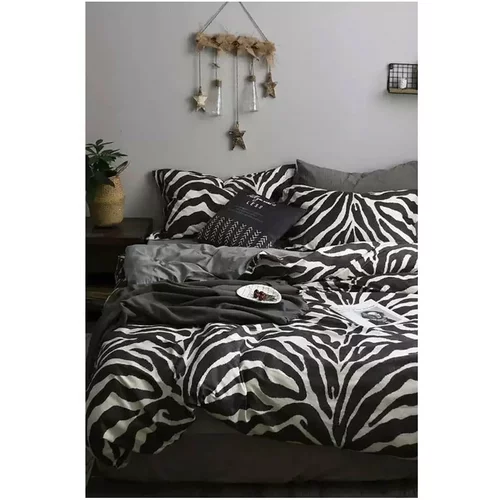 Mila Home Crno-bijela pamučna posteljina za bračni krevet/s produženom plahtom 200x220 cm -