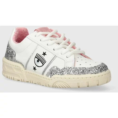 Chiara Ferragni Usnjene superge Sneakers bela barva, CF3303_262