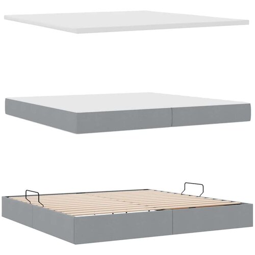  Krevet S LED lampica Svijetlo siva 200 x 200 cm tkanina Slike