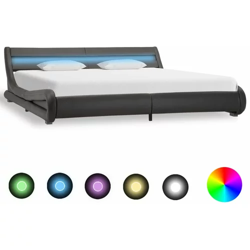  za krevet od umjetne kože s LED svjetlom sivi 180x200 cm