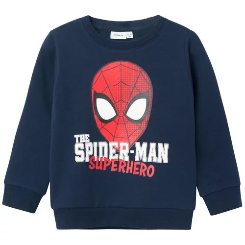name it Sweater majica 'Nurit Spiderman' morsko plava / crvena / bijela
